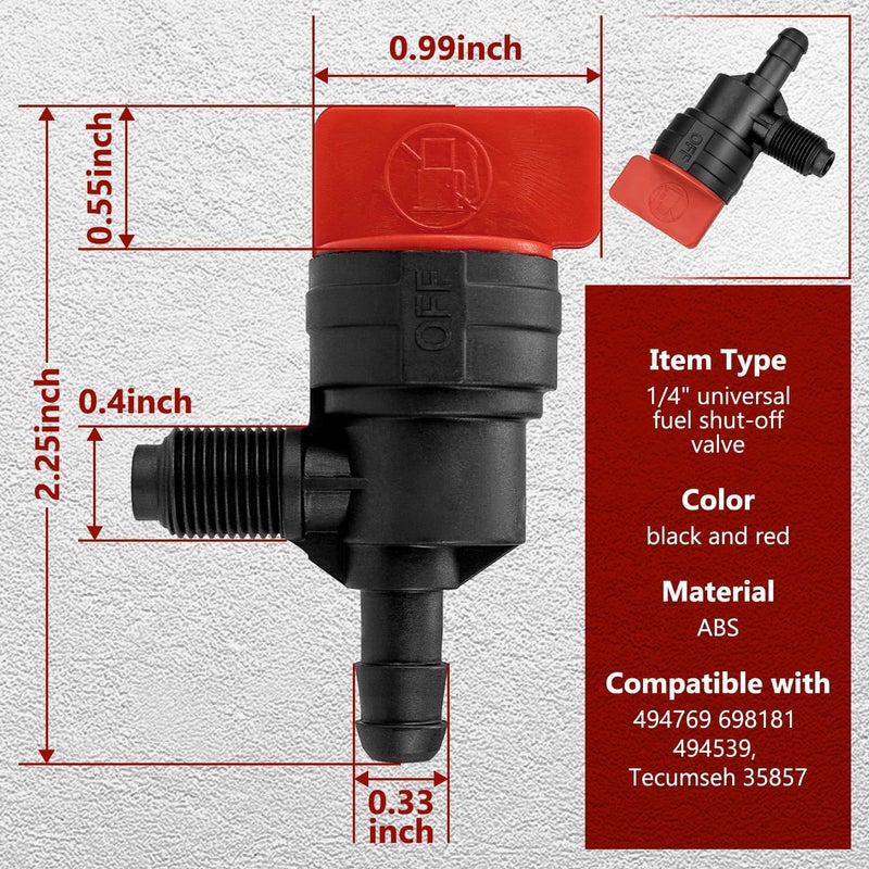 MaxLLTo Replacement 399517 396224 698182 Fuel Shut Off Valve Compatible for Briggs & Stratton for 1/4" ID Fuel Line Lawn Mower Garden Tractor Pack of 1 - Image 5